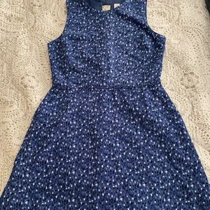 Gap blue patterned dress paint strokes Sz M NWT